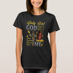 July Girl God Blesses Me Birthday Black Queen Mela T-Shirt