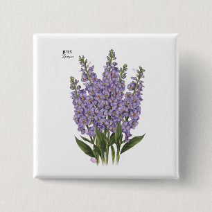 July Larkspur Bloom - Personalisiertes Geburtstags Button