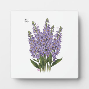 July Larkspur Bloom - Personalisiertes Geburtstags Fotoplatte