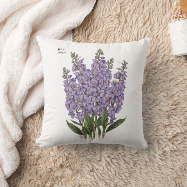 July Larkspur Bloom - Personalisiertes Geburtstags Kissen (Decke)