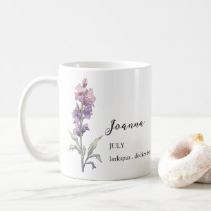 JULY LARKSPUR GEBURTSTE BLUME MONTH NAME GIFT KAFFEETASSE