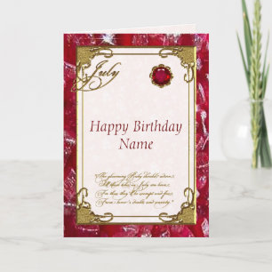 July Ruby Birthstone Birthday Card Karte