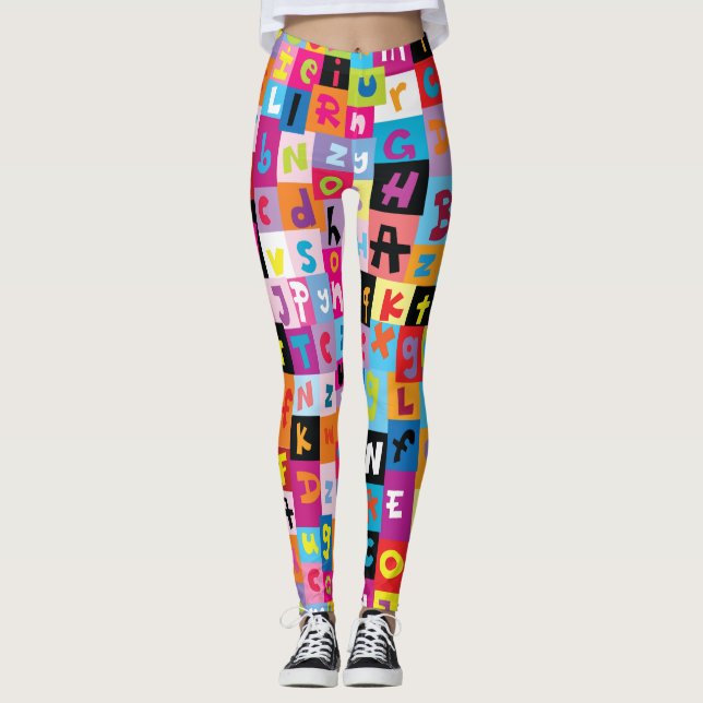 Jumble Alphabet Pattern Leggings (Vorderseite)