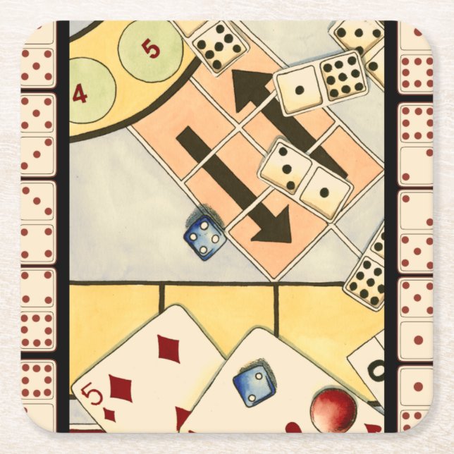 Jumbled Assortiment of Games of Chance Rechteckiger Pappuntersetzer (Vorderseite)