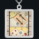 Jumbled Assortiment of Games of Chance Versilberte Kette<br><div class="desc">Es gibt keine Regeln in diesem übertriebenen Sortiment von Glücksspielen. Möchten Sie Karten spielen? Wie wäre es mit einigen Dominosteinen? Vielleicht will du,  die Würfel zu rollen und zu sehen,  was kommt? Nutzen Sie heute eine Chance auf dieses Gemälde!</div>