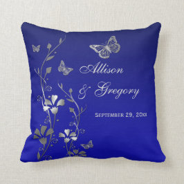 Jumbo Blue Gray Butterfly Floral Keepake Pillow Kissen