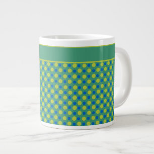 Jumbo Coffee Tasse, Blue und Green Polka Dots Jumbo-Tasse