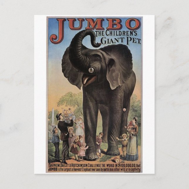 Jumbo Das riesige Elefant Retro Theater Postkarte (Vorderseite)