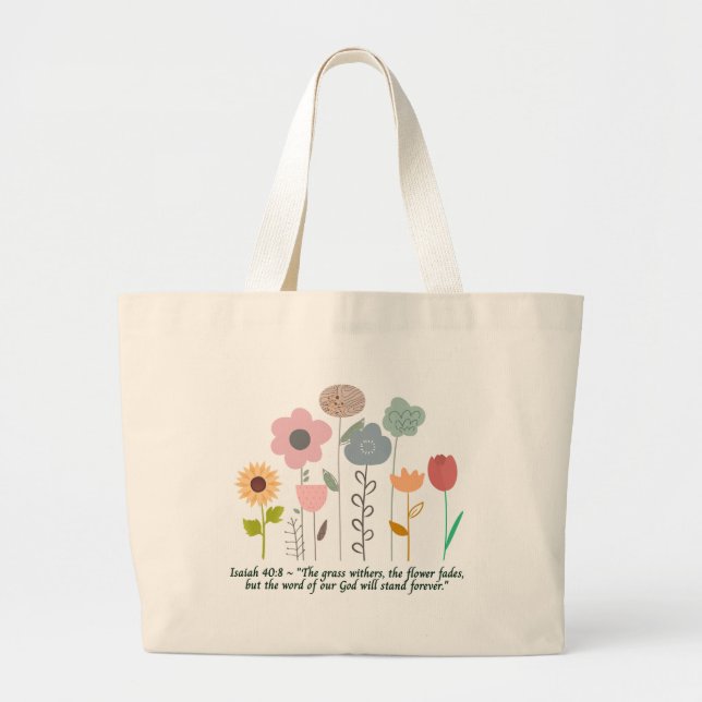 Jumbo Floral Isaiah 40:8 Tote Bag Jumbo Stoffbeutel (Vorne)