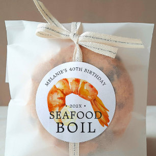 Jumbo Garnelen   Meeresfrüchte-Mottoparty zum Gebu Runder Aufkleber