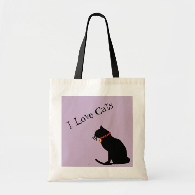 Jumbo I Liebe Cats Lilac und White Graphic Tasche (Vorne)