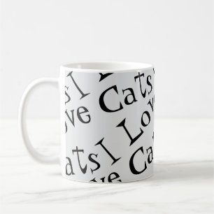 Jumbo I Liebe Cats Schwarz-Weiß-Grafik-Tasche Kaffeetasse