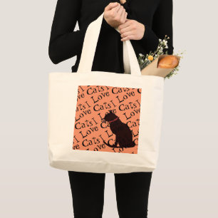 Jumbo I Liebe Katzen Mandarine und White Graphic T Stoffbeutel