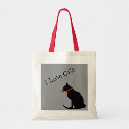 Jumbo I Liebe Katzen Schwarz-Grau-Graphic-Tasche Tragetasche