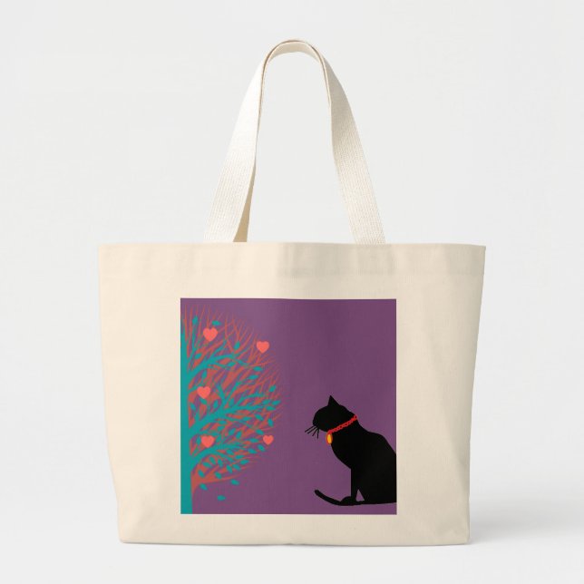 Jumbo Lilac Black Cat Graphic-Tasche Stoffbeutel (Vorne)