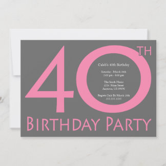 Jumbo Numbers Geburtstagsparty (Rosa / Grau) Einladung
