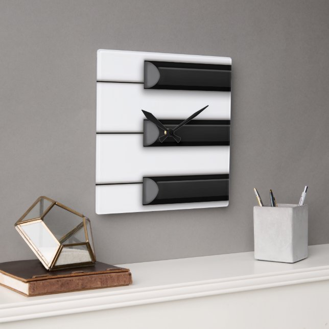 Jumbo Piano Keys Illustration Music Quadratische Wanduhr (Büro)