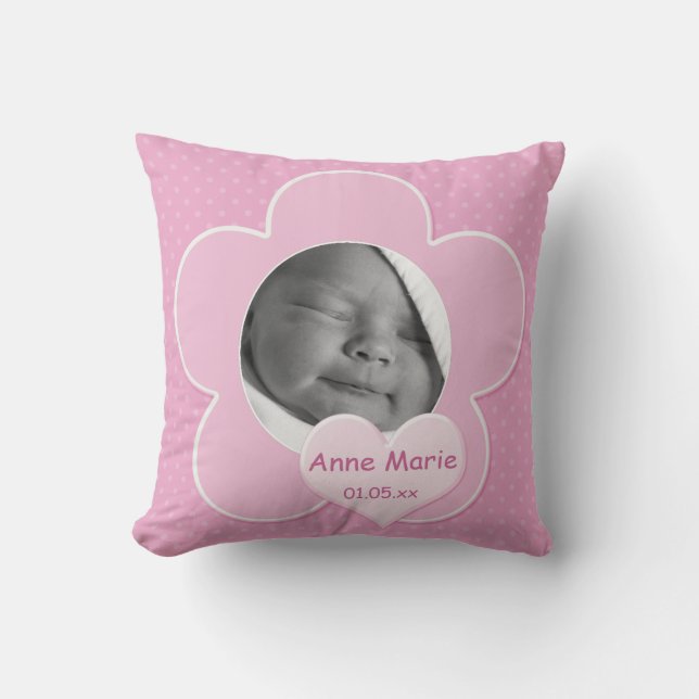 Jumbo Pink Polka Dot Baby Foto Pillow Kissen (Vorderseite)