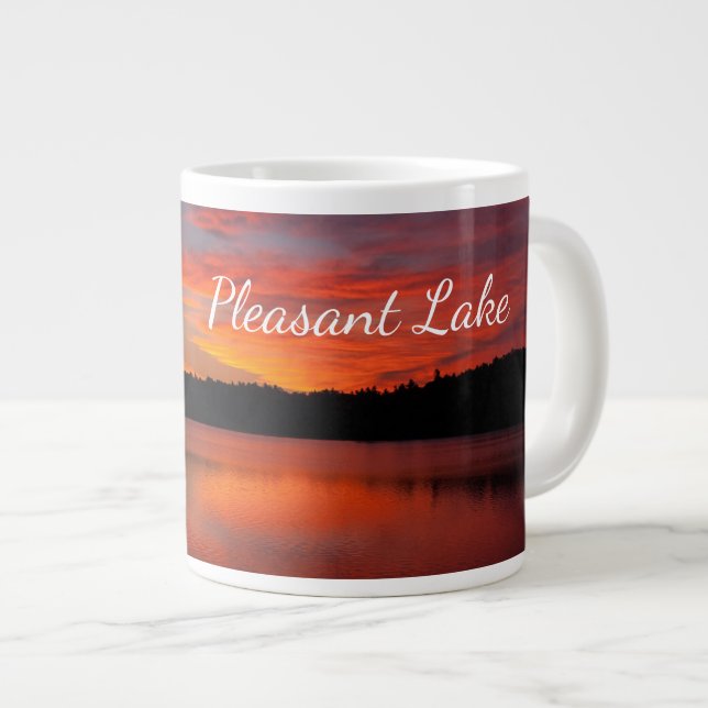 Jumbo Pleasant Lake Sunset Foto Tasse (Vorderseite Rechts)