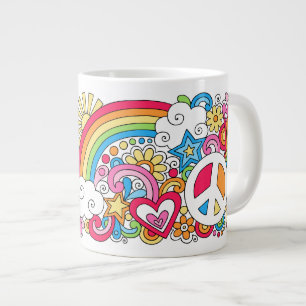 JUMBO Psychedelische Peace Liebe and Happy Tasse i