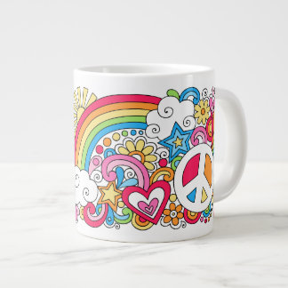 JUMBO Psychedelische Peace Liebe and Happy Tasse i