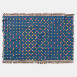 Jumbo Quirky Polka Dots on Navy Blue Throw Blanket Decke