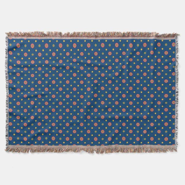 Jumbo Quirky Polka Dots on Navy Blue Throw Blanket Decke (Vorderseite)