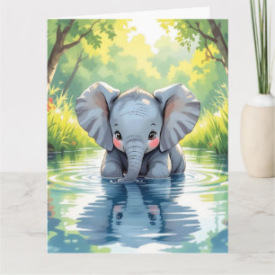 Jumbo-Sized Elephant and Coloring Page zum Geburts Karte