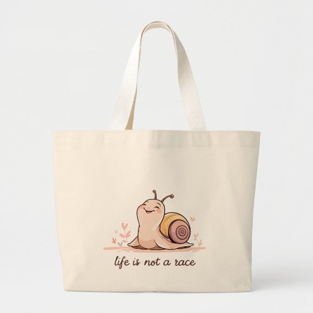 Jumbo Snail Design Tote | Life Is Not a Race   Stoffbeutel (Vorne)