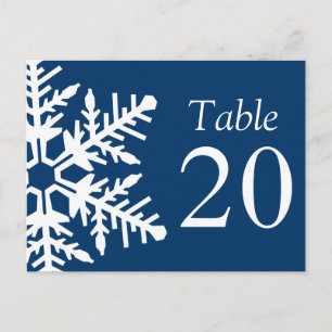 Jumbo-Snowflake-Tischnummern (Navy Blue / White) Postkarte