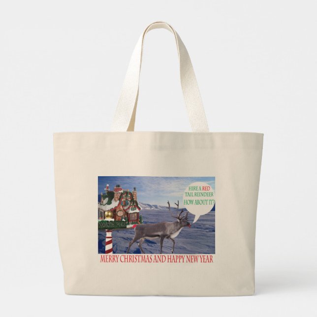 jumbo Tasche. Frohe Weihnachten glücklich neues Ja Stoffbeutel (Rückseite)