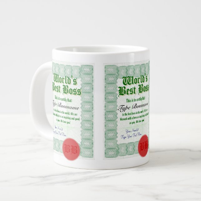 Jumbo-Tasse mit dem weltweit besten Boss-Award (Vorderseite Links)
