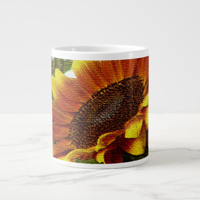 Jumbo-Tasse mit schöner Gelbblüte und orangefarben (Vorderseite)