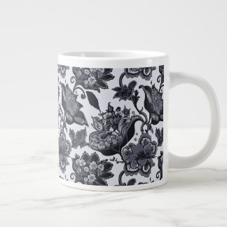 Jumbo-Tasse mit schwarzem Blumenmuster