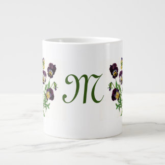 JUMBO TASSE PANSY ILLUSTRATION CUSTOM INITIAL