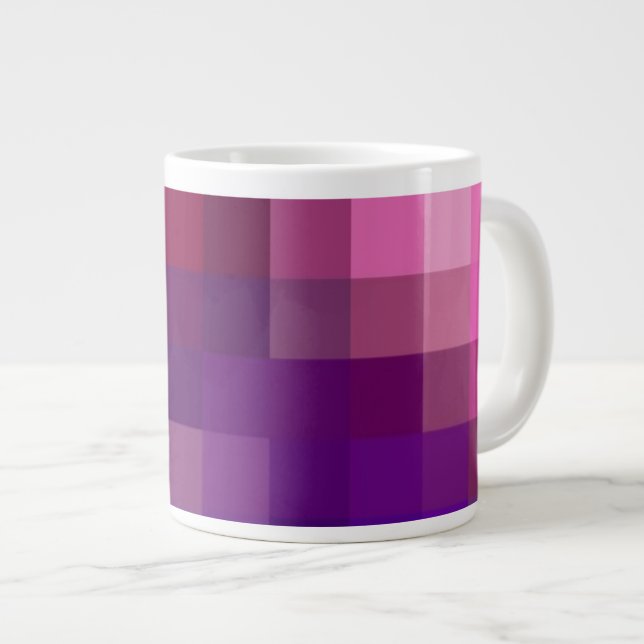 Jumbo Tasse, Rosa, Blau, Lila Abstraktes Muster Jumbo-Tasse (Vorderseite Rechts)