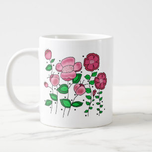 JUMBO-Tasse - Rosa fantastische Blumen