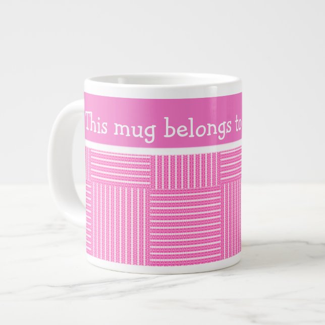 Jumbo-Tasse zum Personalisieren: Rosa und Weiß (Vorderseite Links)