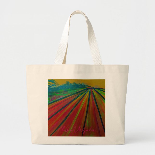 Jumbo Tote Bag with Artwork titled "Alaska Farm" Jumbo Stoffbeutel (Vorne)