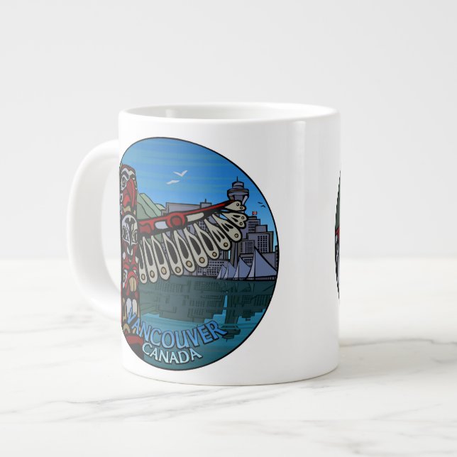 Jumbo Vancouver Coffee Tasse Native Art Sehenswürd (Vorderseite Links)
