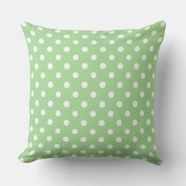 Jumbo White Polka Dots auf Apple Green Kissen