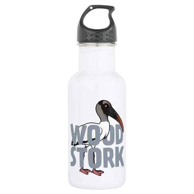 Jumbo Wood Stork Edelstahlflasche (Vorderseite)