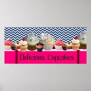 JUMMY CUPCAKES DESERT SHOP/ BLAUWEISS ZICKZACK POSTER