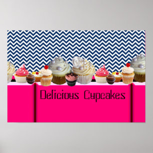 JUMMY CUPCAKES DESERT SHOP/ BLAUWEISS ZICKZACK POSTER