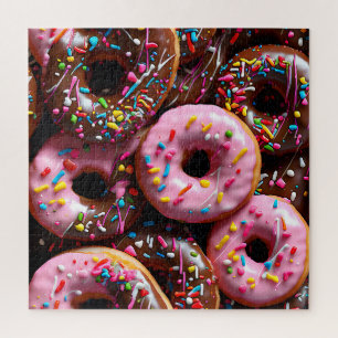 Jummy Pink und Schokolade Donuts mit Sprinklen Puzzle