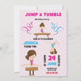 Jump and Tumble Gymnastics Einladung zum Geburtsta