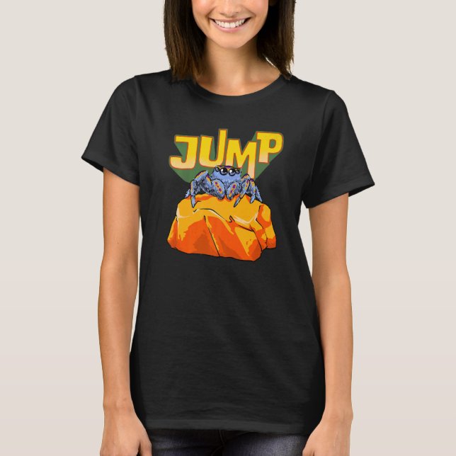 Jump Arachnophobie Angst vor Spinnen Cool Jumping  T-Shirt (Vorderseite)