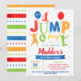 Jump Birthday Einladung Bounce Trampolin Party