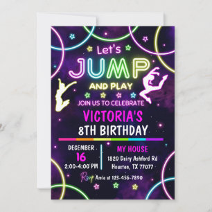 Jump Birthday Einladung, Jump Invite, Trampolin Einladung