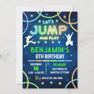 Jump Birthday Einladung, Jump Invite, Trampolin Einladung